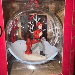Firefighter Vintage 2001 Special Times Glass Hand Painted Christmas Ornament